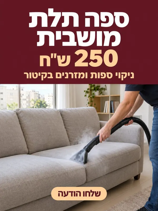 מודעה לדוגמה: ניקוי ספה תלת מושבית בקיטור ב-250 שקל